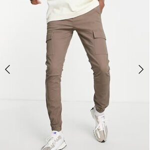 ASOS DESIGN skinny cargo trousers in brown